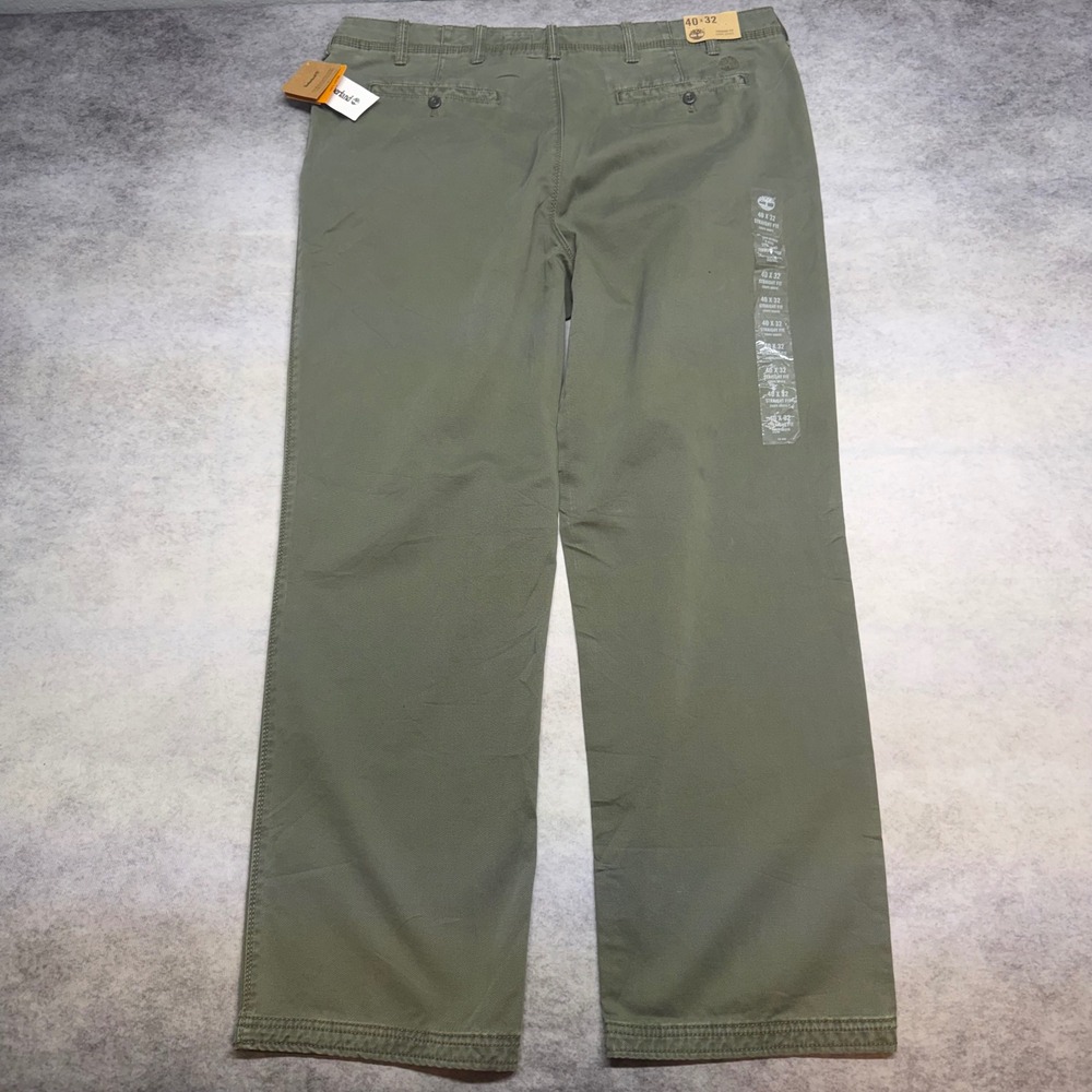 NWT Timberland Straight Fit Mens 40x32 Grape Leaf Green Cotton Chino Work Pants - Picture 2 of 11